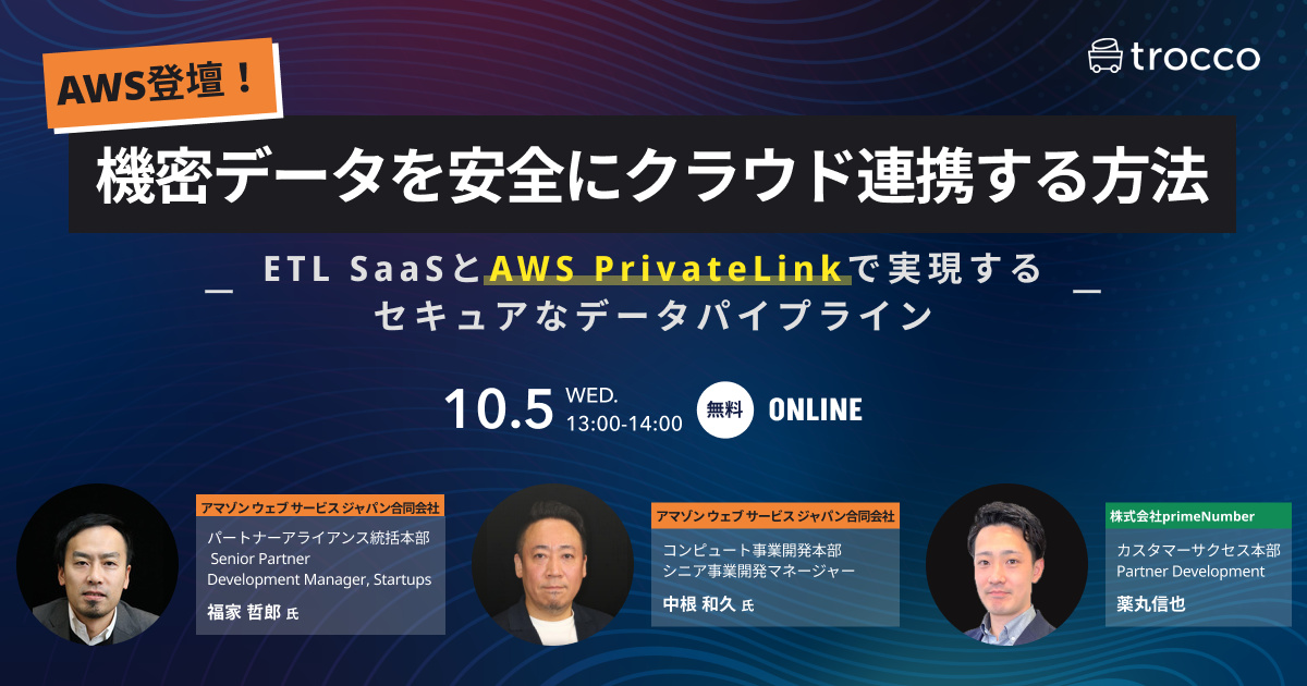 「機密データを安全にクラウド連携する方法 〜ETL SaaSとAWS PrivateLinkで実現するセキュアなデータパイプライン〜」セミナーレポート