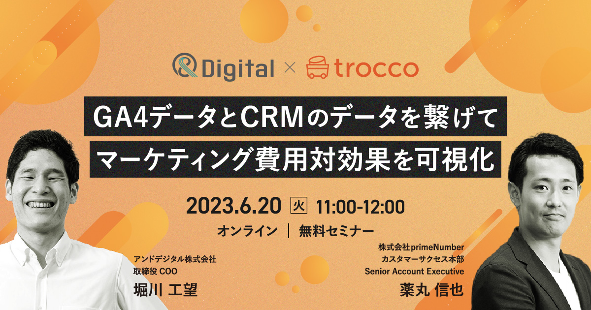 GA4データとCRMのデータを繋げて、マーケティング費用対効果を可視化